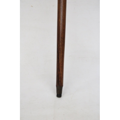 237 - A BRASS AND LEATHER THREE DRAWER TELESCOPE WALKING STICK