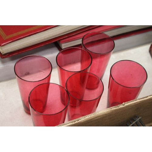 249 - A SET OF SIX CRANBERRY GLASSES