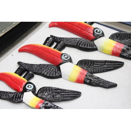 256 - THREE GRADUATED HEAVY CAST GUINNESS TOUCANS - LARGEST 26CM