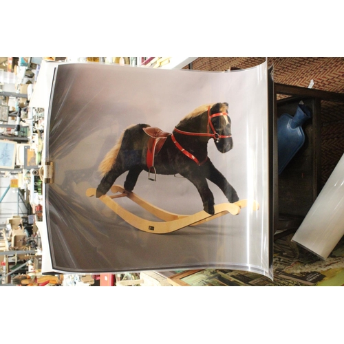 276 - THE LAST FIVE LAMINATED POSTERS OF ROCKING HORSES FROM THE NOW CLOSED, 'ROCKING HORSE SHOP', HODNET,... 