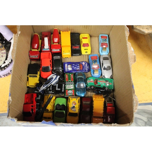 282 - TWENTY SEVEN DIE-CAST TOY CARS AND TRUCKS, TO INCLUDE MAJORETTE, SIKU, ETC