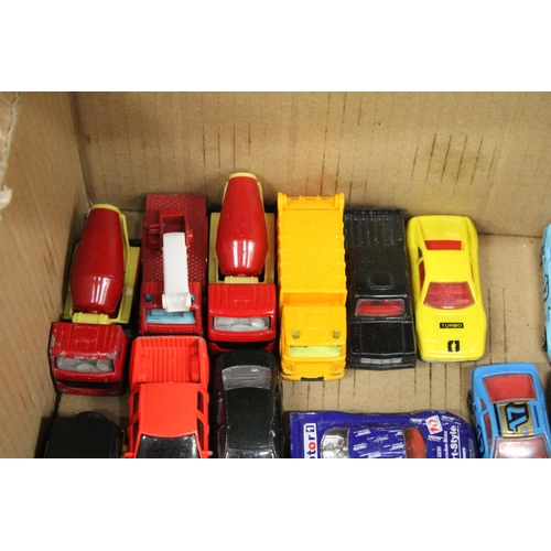 282 - TWENTY SEVEN DIE-CAST TOY CARS AND TRUCKS, TO INCLUDE MAJORETTE, SIKU, ETC