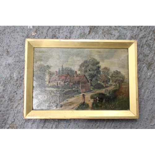 285 - A 1902, OIL ON CANVAS PAINTING OF BASSINGBOURNE, CAMBRIDGE, SIGNED E M STEPHENS, 52CM X 37CM