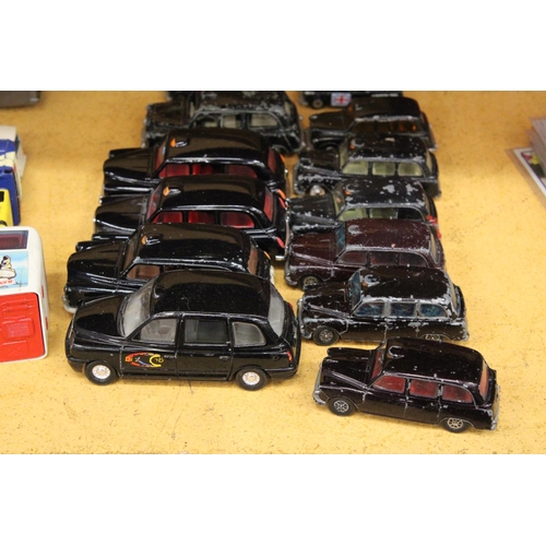 297 - THIRTEEN DIE-CAST MODEL LONDON TAXI CABS BY CORGI AND MATCHBOX