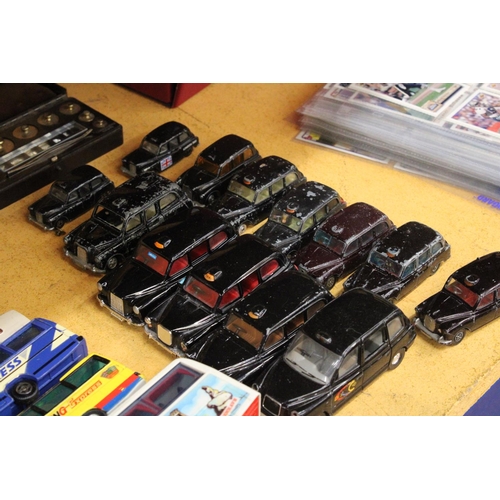 297 - THIRTEEN DIE-CAST MODEL LONDON TAXI CABS BY CORGI AND MATCHBOX