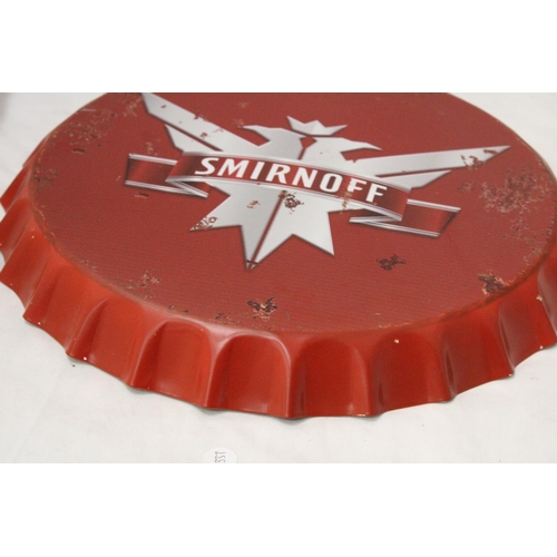 298 - A SMIRNOFF BOTTLE TOP SIGN, DIAMETER 40CM