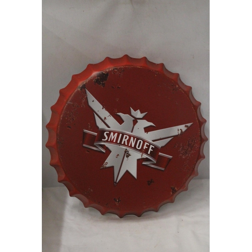 298 - A SMIRNOFF BOTTLE TOP SIGN, DIAMETER 40CM