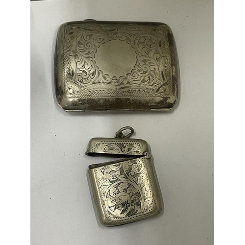 20 - A COLLECTION OF SILVER PLATED ITEMS TO INCLUDE  A GOBLET, VESTA CASE, CIGARETTE CASE WINE STOPPER ET... 
