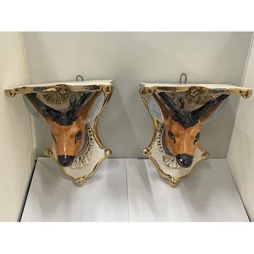 21 - A PAIR OF STAG WALL SCONCES