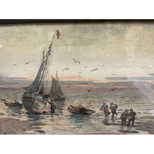 47 - A FRAMED WATER COLOUR OF A SMUGGLING SCENE SIGNED TO LOWER LEFT HAND CORNER