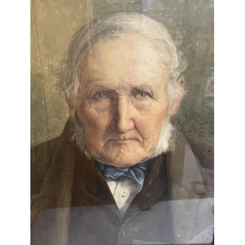 51 - A HENRY M TERRY 1854-1939 OIL ON BOARD PORTRAIT OF AN ELDERLY GENT SIGNED AND DATED 1886, FRAMED, 52... 