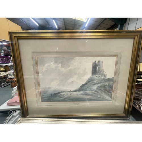 67 - A FRAMED WATER COLOUR TITLED DOLBADARN CASTLE W.H.BARNARD 1769 - 1818 FROM THE WALKERS GALLERY BOND ... 