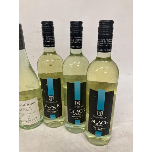 409 - SIX MCGUIGAN 75CL BOTTLES OF SAUVIGNON BLANC WINE TO INCLUDE THREE BLACK LABEL EXAMPLES