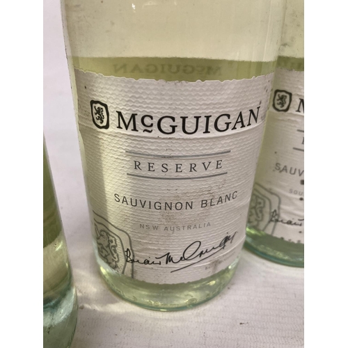 409 - SIX MCGUIGAN 75CL BOTTLES OF SAUVIGNON BLANC WINE TO INCLUDE THREE BLACK LABEL EXAMPLES