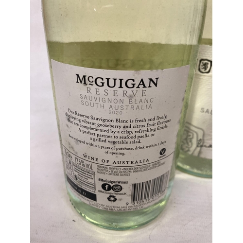 409 - SIX MCGUIGAN 75CL BOTTLES OF SAUVIGNON BLANC WINE TO INCLUDE THREE BLACK LABEL EXAMPLES