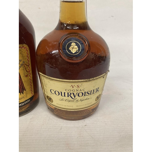 420 - A BOTTLE OF CLAN DAVEY HIGHLAND WHISKY AND 70CL COURVOISIER COGNAC