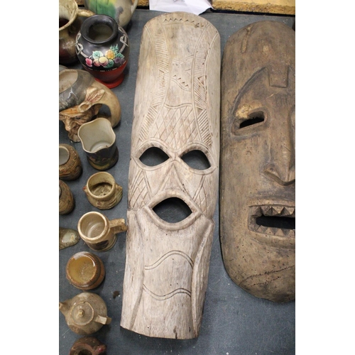 890 - TWO HANDCARVED TRIBAL MASKS