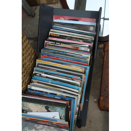 1896 - A WICKER BASKET AND A LARGE ASSORTMENT OF LP RECORDS