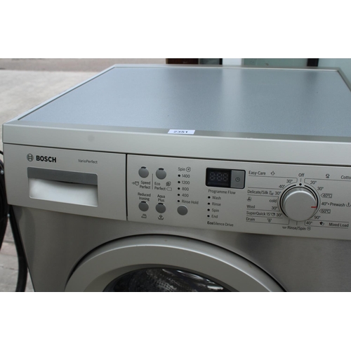 A SILVER BOSCH VARIOPERFECT WASHING MACHINE, BELIEVED IN WORKING ORDER