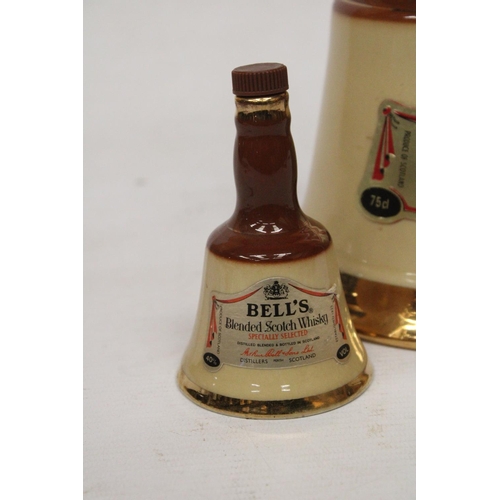 310 - TWO BELL'S BLENDED SCOTCH WHISKY 75 CL AND A MINIATURE IN DECANTERS