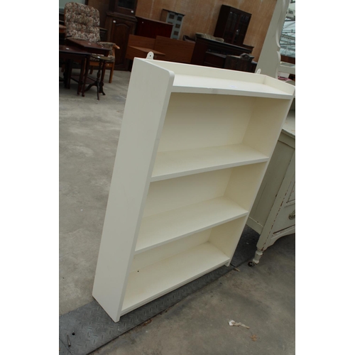 2856 - A MODERN WHITE PAINTED FOUR TIER OPEN BOOKCASE, 30