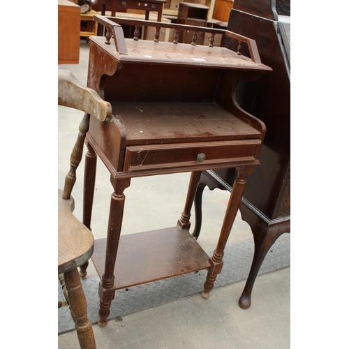 2862 - A TELEPHONE TABLE AND PAIR OF BEECH KITCHEN CHAIRS