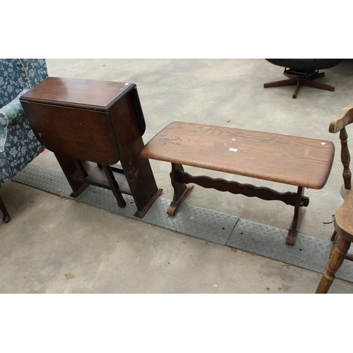 2863 - AN OAK DROP LEAF TABLE AND ELM COFFEE TABLE