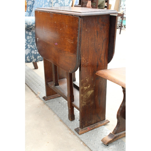 2863 - AN OAK DROP LEAF TABLE AND ELM COFFEE TABLE