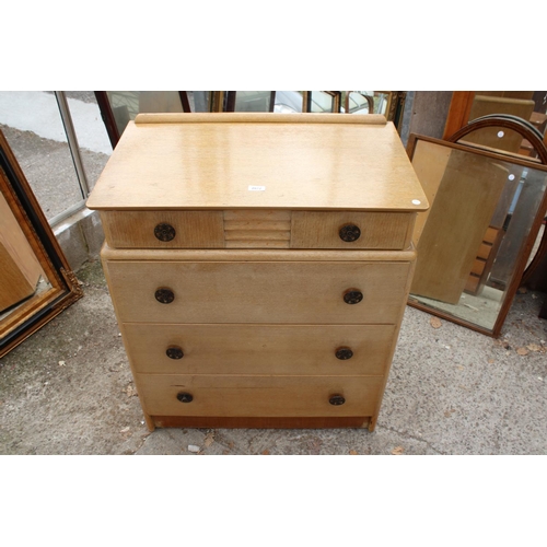 2872 - A MID 20TH CENTURY LIGHT OAK CHEST OF FOUR DRAWERS, 30