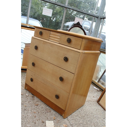 2872 - A MID 20TH CENTURY LIGHT OAK CHEST OF FOUR DRAWERS, 30