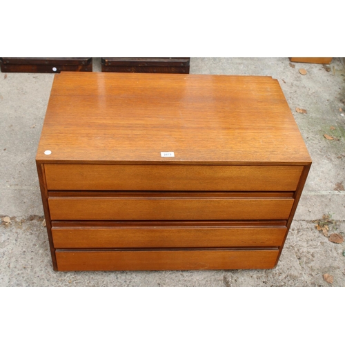 2873 - A RETRO TEAK CHEST OF OUR DRAWERS, 31.5