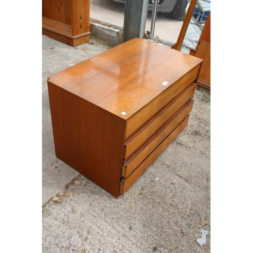 2873 - A RETRO TEAK CHEST OF OUR DRAWERS, 31.5