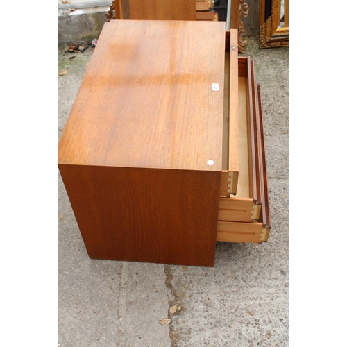 2873 - A RETRO TEAK CHEST OF OUR DRAWERS, 31.5