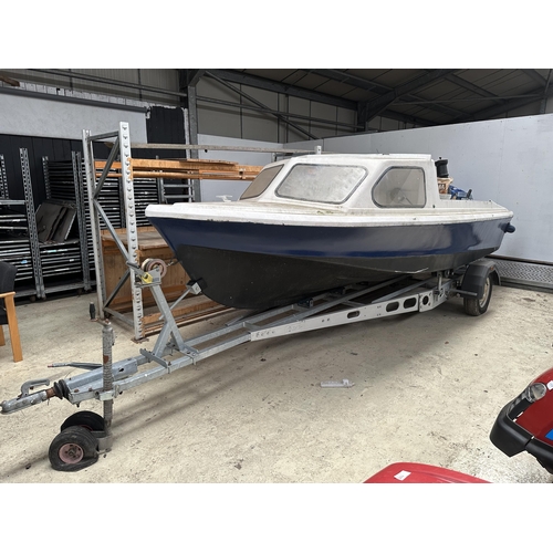 1570 - A SHETLAND 535 (MODIFIED)FISHING BOAT  WITH EVINRUDE 35 OUTBOARD MOTOR & MERCONTROL WITH A NEW  GALV... 