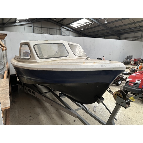 1570 - A SHETLAND 535 (MODIFIED)FISHING BOAT  WITH EVINRUDE 35 OUTBOARD MOTOR & MERCONTROL WITH A NEW  GALV... 