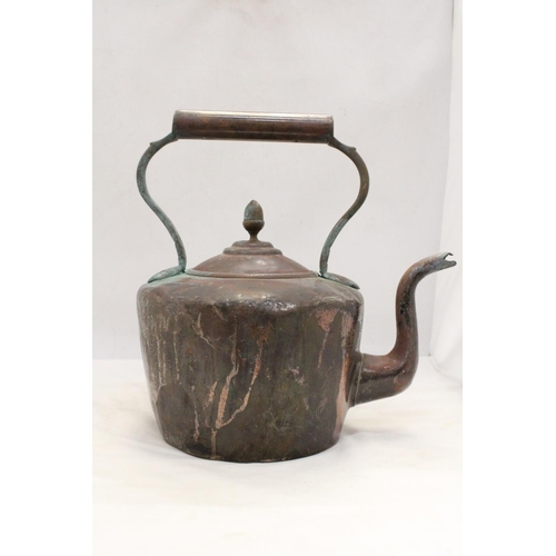 227 - A OVERSIZED VICTORIAN COPPER KETTLE - 36CM TALL