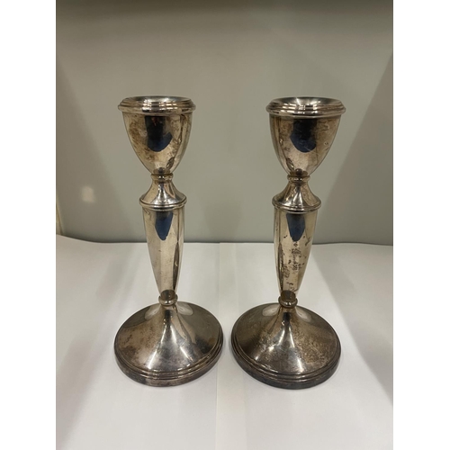 2 - A PAIR OF HALLMARKED SILVER CANDLESTICKS