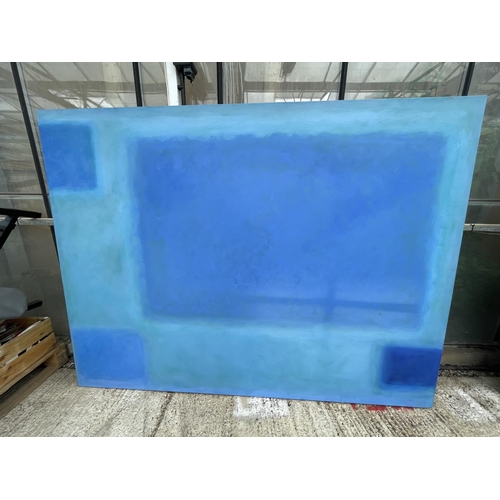 53 - A LARGE CELIA READ SIGNED CANVAS BIG BLUE SIZE 152.5CM X 203CM