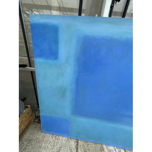 53 - A LARGE CELIA READ SIGNED CANVAS BIG BLUE SIZE 152.5CM X 203CM