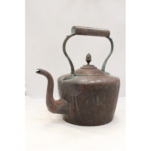 227 - A OVERSIZED VICTORIAN COPPER KETTLE - 36CM TALL