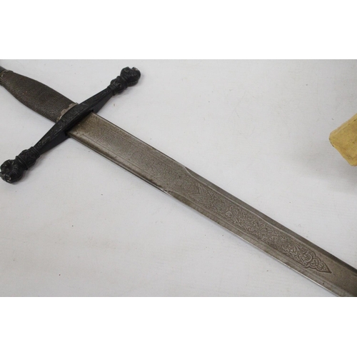 238 - A KING AUTHUR FIGURE AND LARGE VINTAGE SWORD