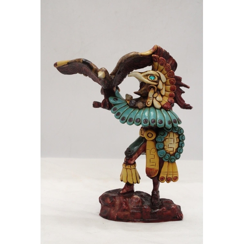 248 - AN AZTEC FIGURE WITH SEMI-PRECIOUS STONES