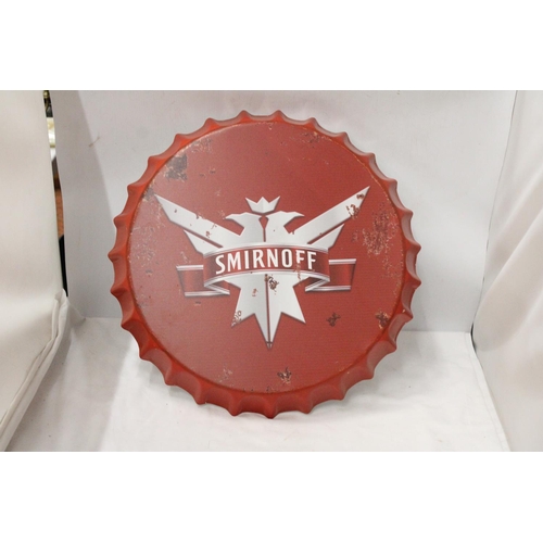 298 - A SMIRNOFF BOTTLE TOP SIGN, DIAMETER 40CM