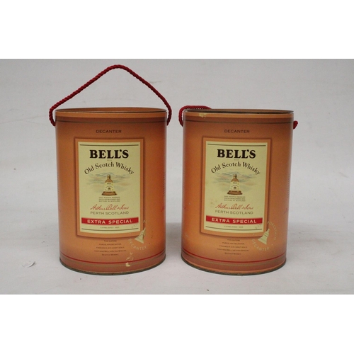 305 - TWO SEALED BELL'S OLD SCOTCH WHISKY EXTRA SPECIAL 50 CL IN A FINE PORCELAIN DECANTER FINISHED IN 22 ... 