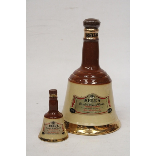 310 - TWO BELL'S BLENDED SCOTCH WHISKY 75 CL AND A MINIATURE IN DECANTERS