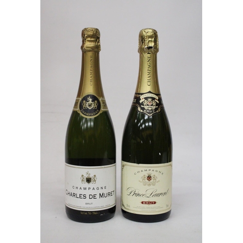 314 - TWO BOTTLES OF 75CL CHAMPAGNE - CHARLES DE MURET AND PRINCE LAURENT