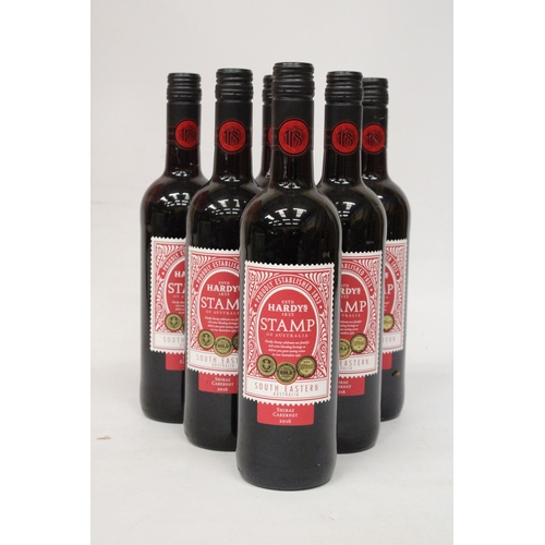 337 - SIX BOTTLES OF HARDYS STAMP SOUTH EASTERN AUSTRALIA SHIRAZ CABERNET 2016