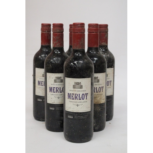 340 - SIX BOTTLES OF MERLOT WINE OF BULGARIA THRACIAN LOWLANDS