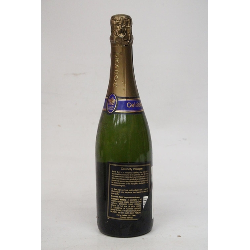 347 - A BOTTLE OF FRENCH BRUT CELEBRITY VINTAGES BLANC DE BLANCS TOGETHER WITH TWO 20 CL BOTTLES OF CHAMPE... 