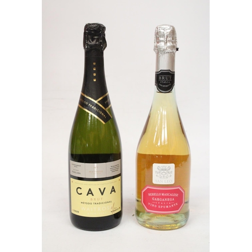 352 - A BOTTLE OF SAN LEO NERELLO MASCALESE GARGANEGA VINO SPUMANTE TOGETHER WITH A BOTTLE OF CAVA